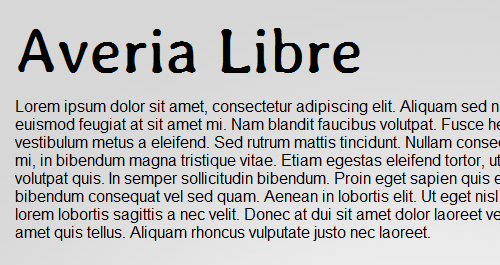 an example of Averia Libre and Actor fonts together