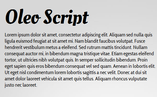 an example of Oleo Script and Cabin Condensed fonts together
