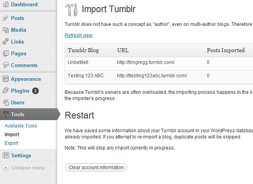 Tumblr Importer